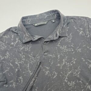 Travis Mathew Warmer Tides Scoop Polo Shirt Mens Small Black Performance Golf